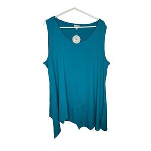 NWT Zim & Zoe Asymmetrical Sleeveless Tunic Teal 26/28